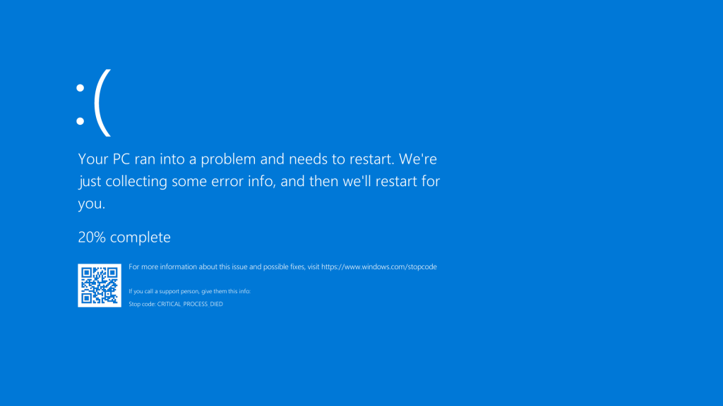 Windows 10のBSODエラー画面
