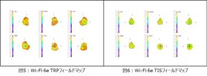 、それぞれ6GHzチャネル37のTRPとTISの放射フィールドマップ