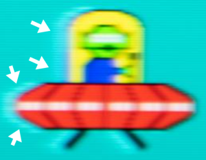 過剰なオーバーシュートにより、物体の左側に逆残像の現象が発生します